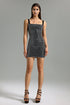 Darcy Rhinestones Halter Bandage Mini Dress -  Black