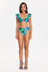 Dora Ruffled Design Leaves Print Bikini