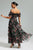 Elaba Off Shoulder Floral Mesh Maxi Dress - Black