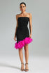 Ellyson Feather Hem Strapless Dress