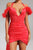 Lala Halterneck Feather Satin Mini Dress - Red