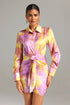 Sagoni Printed Satin Shirt Dress