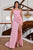 Sefa Open Shoulder Flower High Slit Maxi Dress - Pink