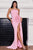 Sefa Open Shoulder Flower High Slit Maxi Dress - Pink