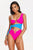 Tine Contrast Color One Shoulder Swimsuit