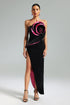 Turey Velvet Flower Slit Maxi Dress