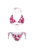 Rosee Sexy Skin-brightening Rhinestone Printed Halter Side Tie Bikini Set