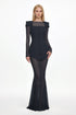 Irana Elegant Tailored Long Sleeve Black Top and Mesh Skirt Set