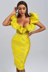 Melany Jacquard Midi Dress - Yellow