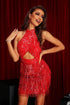 Elspeth Sequin Tassel Mini Dress - Red