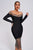 Lucica Off Shoulder Diamante Mesh Midi Bandage Dress