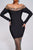 Lucica Off Shoulder Diamante Mesh Midi Bandage Dress