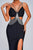 Lape Rhinestone Slit Maxi Bandage Dress