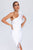 Kyra One Shoulder Slit Midi Bandage Dress - White