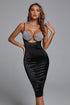 Cut out Diamante Bodycon Dress - Black