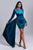 Brinley Blue Velvet Drape Dress - Blue - Bellabarnett