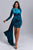 Brinley Blue Velvet Drape Dress - Blue - Bellabarnett