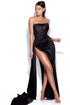 Haliya Crystallized Corset High Slit Gown - Black