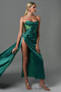 Haliya Crystallized Corset High Slit Gown - Green