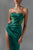 Haliya Crystallized Corset High Slit Gown - Green - Bellabarnett