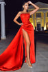 Haliya Crystallized Corset High Slit Gown - Red