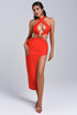 Larine Cutout Halter Midi Bandage Dress