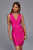 Laurel Deep V-neck Cocktail Dress - Hot Pink - Bellabarnett