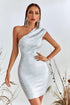 Lika Metallic Mini Bandage Dress - Silver