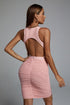 Unica Backless Ruched Mini Cocktail Dress - Pink