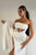 White Satin Corset High Slit Gown