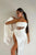 White Satin Corset High Slit Gown