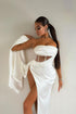 White Satin Corset High Slit Gown