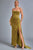 Lamva Corset Velvet Slit Maxi Dress - Yellow - Bellabarnett