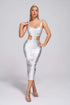 Kit Metallic Midi Bandage Dress - Silver