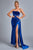 Lamva Corset Velvet Slit Maxi Dress - Blue - Bellabarnett