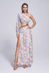 Camila One Shoulder Floral Slit Maxi Dress - Purple