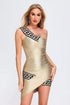 Phillisa One Shoulder Bandage Dress - Golden