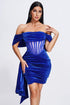 Elasa Velvet Corset Mini Dress - Blue