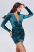 Tiza V-Neck Ruched Velvet Mini Dress