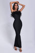 Xuliy Feather Maxi Bandage Dress