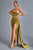 Lamva Corset Velvet Slit Maxi Dress - Yellow - Bellabarnett