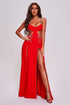 Isabeau Diamante Cutout Slit Maxi Dress