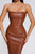 Grasa Strapless Leather Midi Dress