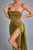 Lamva Corset Velvet Slit Maxi Dress - Yellow - Bellabarnett