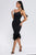 Rate Feather One Shoulder Midi Dress - Black - Bellabarnett