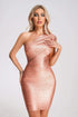 Lika Metallic Mini Cocktail Dress - Rose Gold