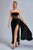 Lamva Corset Velvet Slit Maxi Dress - Black - Bellabarnett