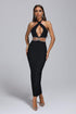 Biana Halter Rhinestone Maxi Bandage Dress