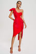 Spak One Shoulder Midi Dress - Red