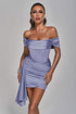 Anita Off Shoulder Satin Corset Mini Dress - Purple